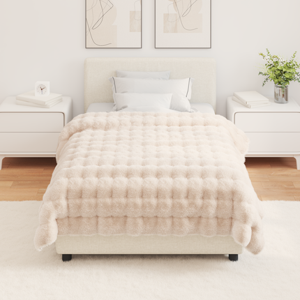 Halkfri filt i konstgjord kaninfäll Olite Beige 130 x 150 cm