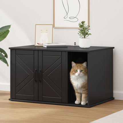 Katt hus Svart 85 x 55 x 50,5 cm Konstruerat trä