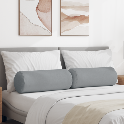 Bolsterkuddar 2 pcs Ljusgrå Ø 25 x 70 cm tyg