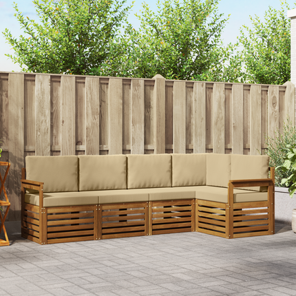 Utomhussoffset 5 st Naturlig och Beige Polyester
