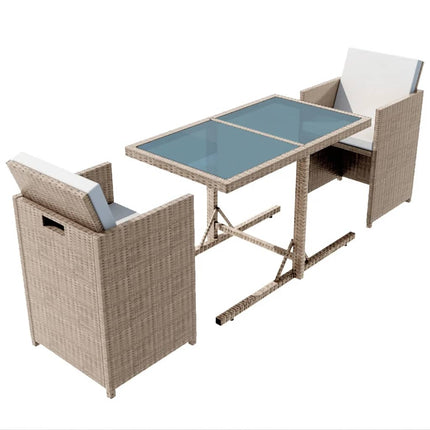 Bistrogrupp med dynor 3 delar konstrotting beige