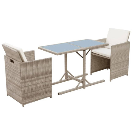 Bistrogrupp med dynor 3 delar konstrotting beige