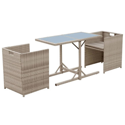 Bistrogrupp med dynor 3 delar konstrotting beige