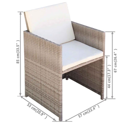 Bistrogrupp med dynor 3 delar konstrotting beige
