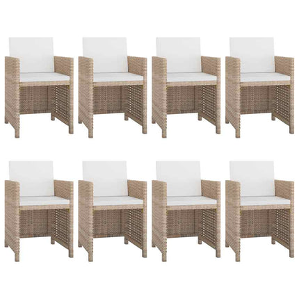 Matgrupp för trädgården med dynor 9 delar konstrotting beige