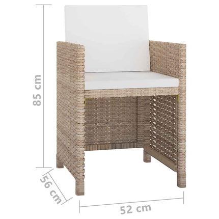 Matgrupp för trädgården med dynor 9 delar konstrotting beige