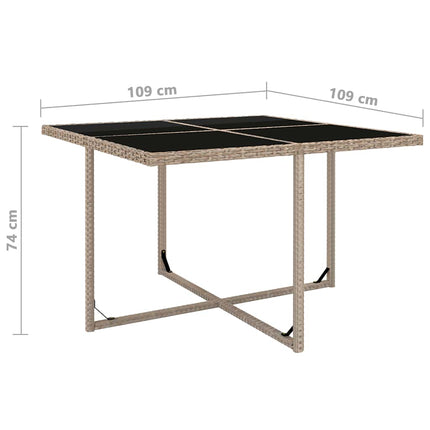 Matgrupp för trädgården med dynor 9 delar konstrotting beige