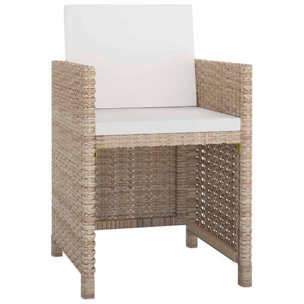Matgrupp för trädgården med dynor 11 delar konstrotting beige