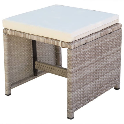 Matgrupp för trädgården med dynor 5 delar konstrotting beige