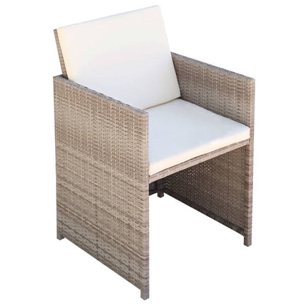 Matgrupp för trädgården med dynor 11 delar konstrotting beige