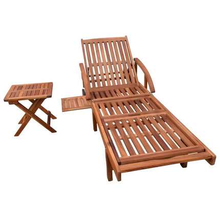 Solsäng med bord massivt akaciaträ