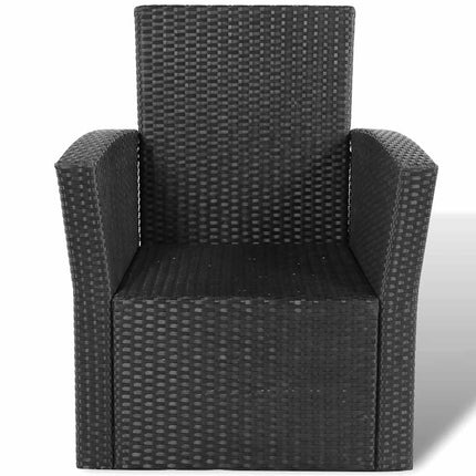 Loungegrupp för trädgården med dynor 4 delar konstrotting svart