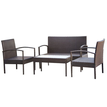 Loungegrupp för trädgården med dynor 4 delar konstrotting brun