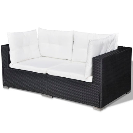 Loungegrupp med dynor 5 delar konstrotting svart