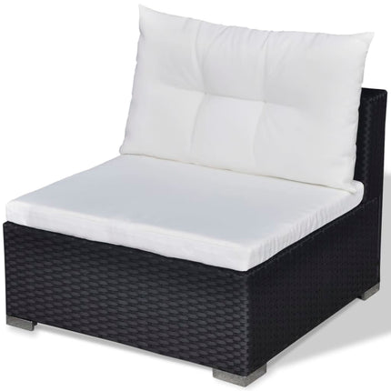 Loungegrupp med dynor 5 delar konstrotting svart