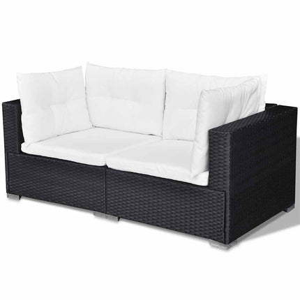 Loungegrupp med dynor 6 delar konstrotting svart