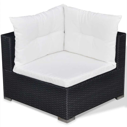 Loungegrupp med dynor 6 delar konstrotting svart