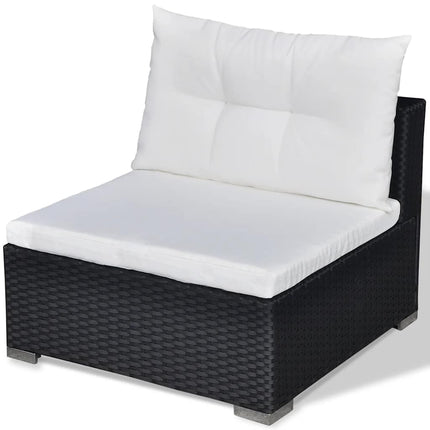 Loungegrupp med dynor 6 delar konstrotting svart