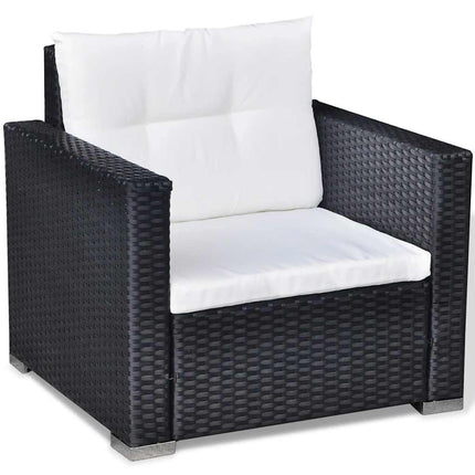 Loungegrupp med dynor 6 delar konstrotting svart