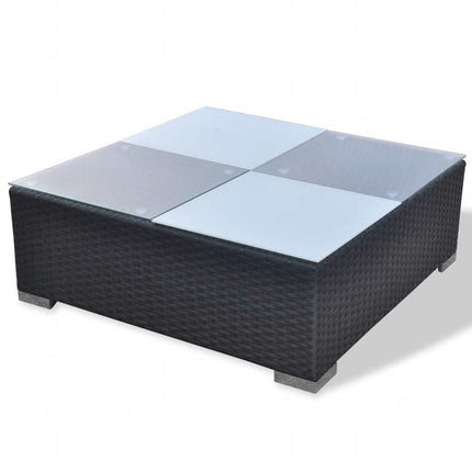 Loungegrupp med dynor 6 delar konstrotting svart