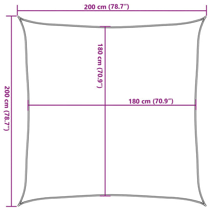 Solsegel HDPE fyrkantigt 2x2 m beige