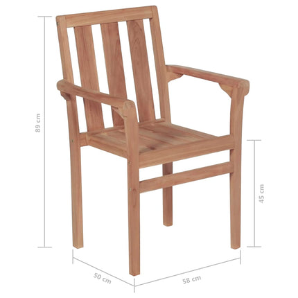Stapelbara trädgårdsstolar 2 st massiv teak