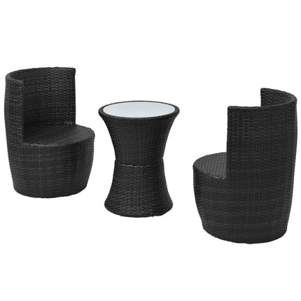 Caféset med dynor 3 delar konstrotting svart
