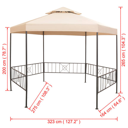 Paviljong hexagonal 323x265 cm beige