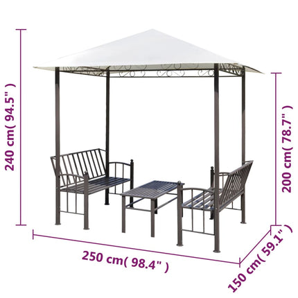 Trädgårdspaviljong med bord och bänkar 2,5 x 1,5 x 2,4 m