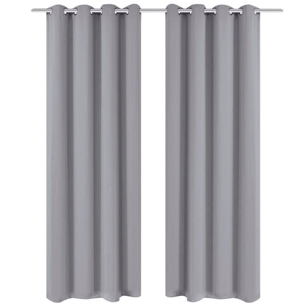 Mörkläggningsgardiner 2 st med öljetter 135x175 cm grå