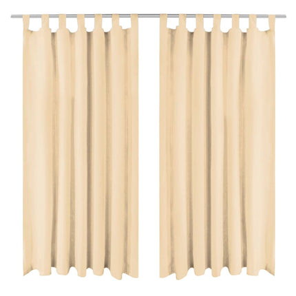 Gardiner i microsatin 2 st med öglor 140x225 cm beige