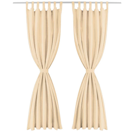 Gardiner i microsatin 2 st med öglor 140x245 cm beige