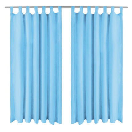 Gardiner i microsatin 2 st med öglor 140x175 cm turkos
