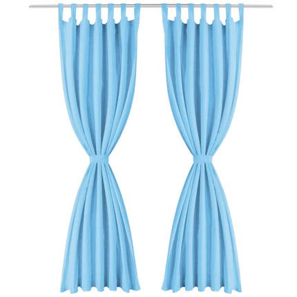 Gardiner i microsatin 2 st med öglor 140x175 cm turkos