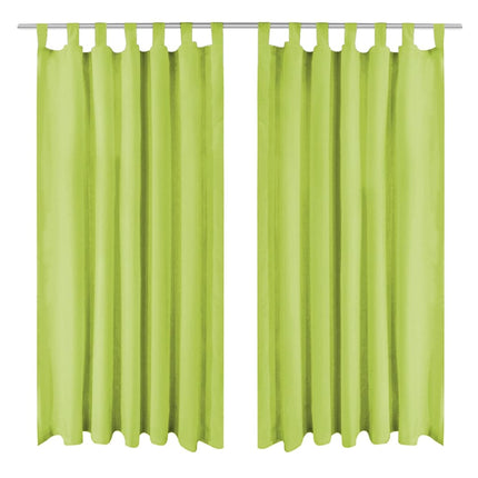 Gardiner i microsatin 2 st med öglor 140x175 cm grön