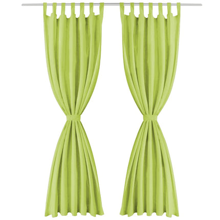 Gardiner i microsatin 2 st med öglor 140x175 cm grön