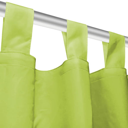 Gardiner i microsatin 2 st med öglor 140x175 cm grön