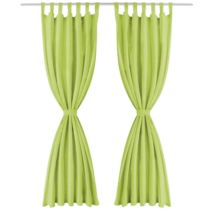 Gardiner i microsatin 2 st med öglor 140x225 cm grön