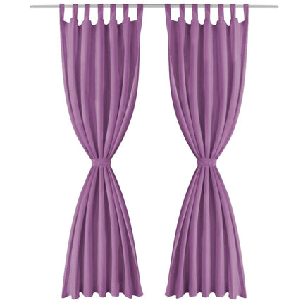 Gardiner i microsatin 2 st med öglor 140x225 cm lila