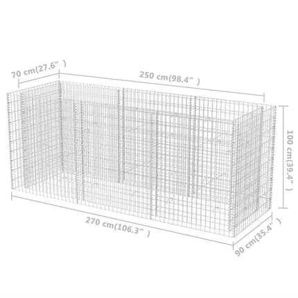 Planteringsgabion upphöjd stål 270x90x100 cm