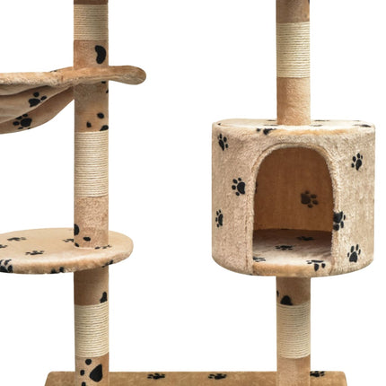 Klösträd med klöspelare 125 cm tassavtryck beige
