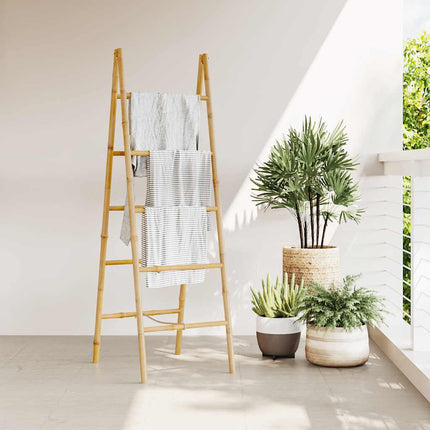 Dubbel handduksstege med 5 pinnar bambu 50x160 cm
