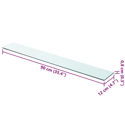 Hyllplan glas genomskinlig 90x12 cm