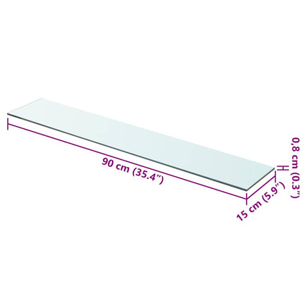Hyllplan glas genomskinlig 90x15 cm