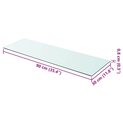Hyllplan glas genomskinlig 90x30 cm