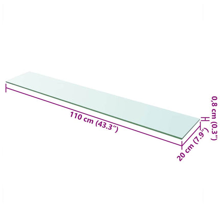 Hyllplan glas genomskinlig 110x20 cm