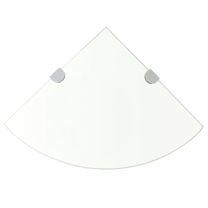 Hörnhylla med förkromade hyllkonsoler glas genomskinlig 25x25cm