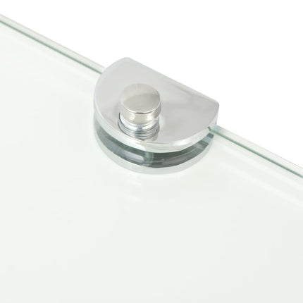 Hörnhylla med förkromade hyllkonsoler glas genomskinlig 25x25cm