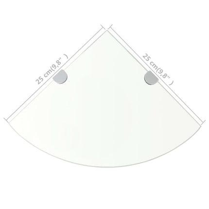 Hörnhylla med förkromade hyllkonsoler glas genomskinlig 25x25cm