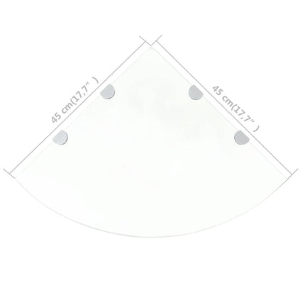 Hörnhylla glas med förkromade hyllkonsoler genomskinlig 45x45cm